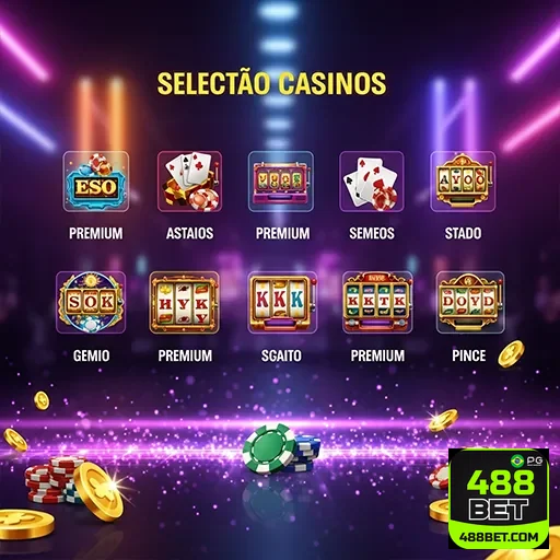 Imagem de jogos de cassino na 488bet, site de apostas online com diversas opções de entretenimento.